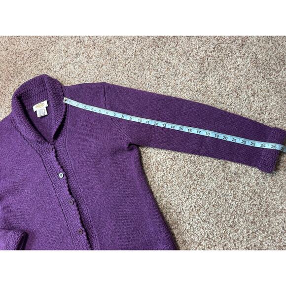 TALBOTS Women's Cardigan Sweater, Size Medium, 100% Wool;  Plum/Purple - Picture 5 of 9